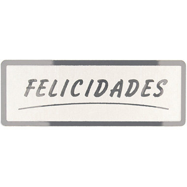 WONDER ETIQUETAS PLATA FELICIDADES ROLLO 300U 50X18 ETIQUETAS