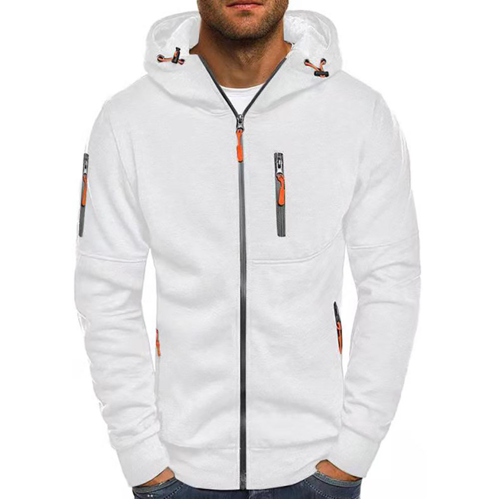 TK Chaqueta deportiva de talla grande para hombre, para otoño e invierno, con cremallera en el brazo, informal, tipo cárdigan, con capucha