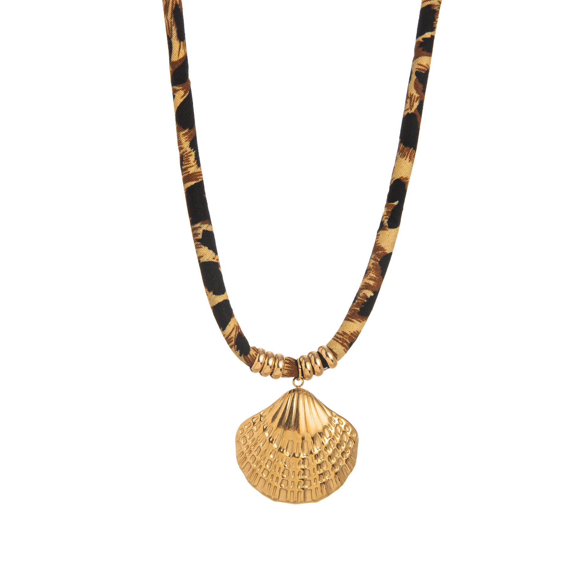 Colgante de acero inoxidable con cordón de felpa estilo leopardo - Diseño femenino versátil para temporada otoño-invierno