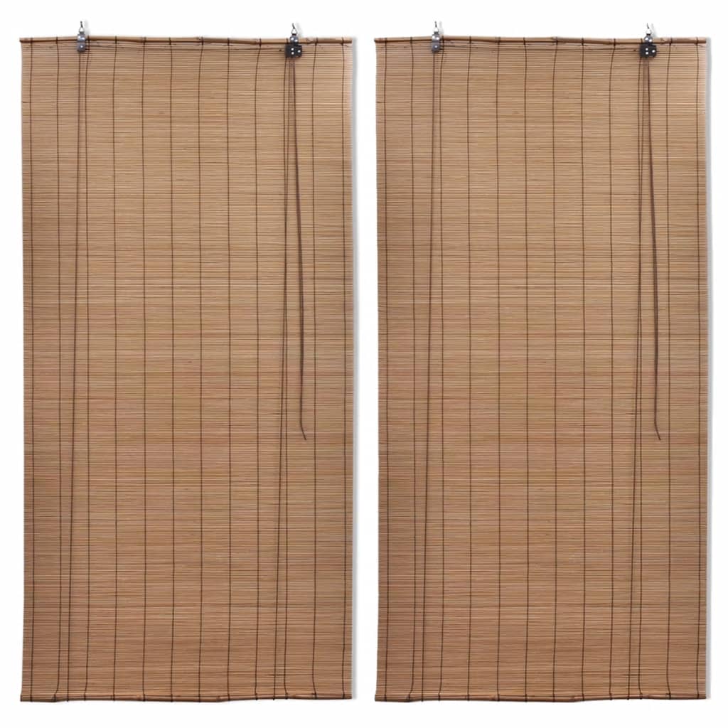 vidaXL Estor enrollable de bambú 2 unidades marrón 100x160 cm