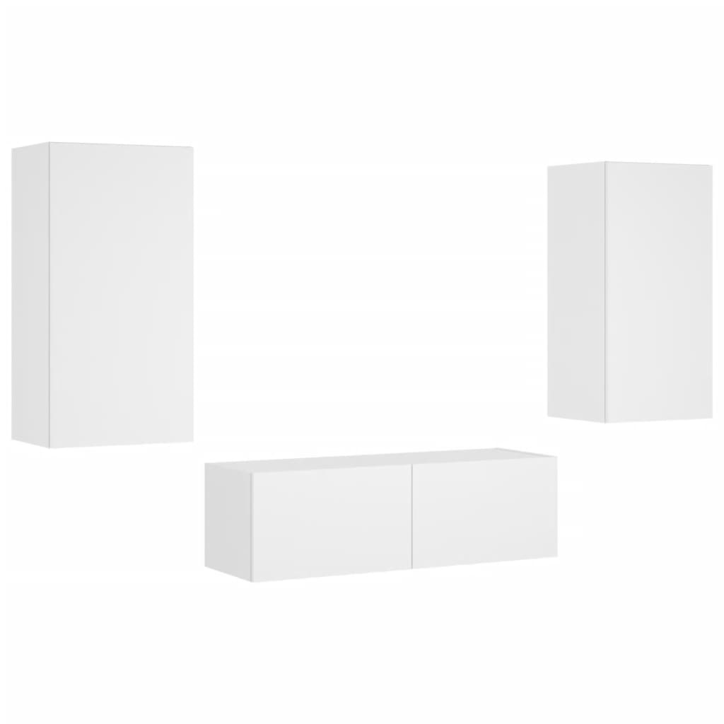vidaXL Muebles de TV de pared con luces LED 3 piezas blanco