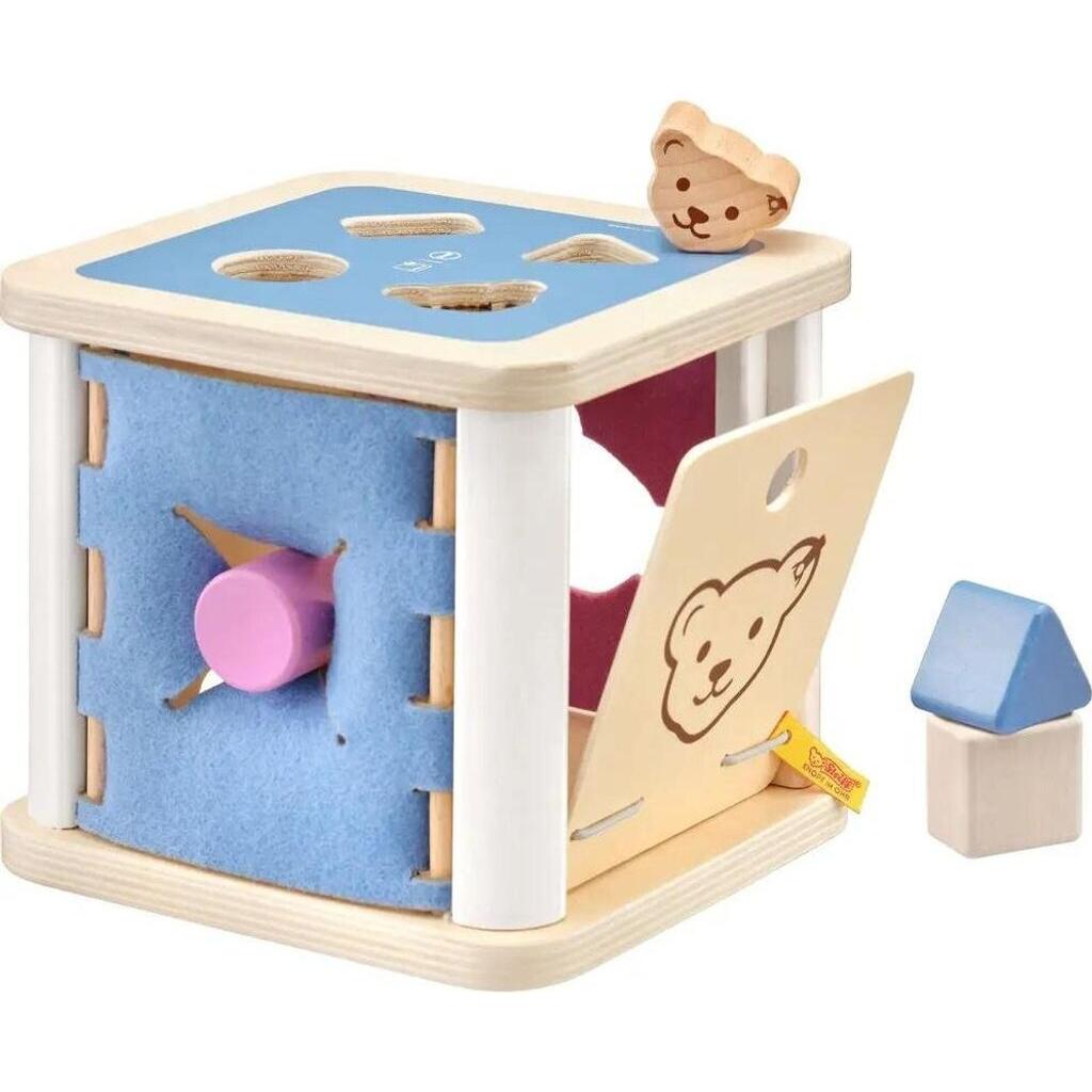 Cubo Clasificador de Formas Steiff x Selecta - Caja de Encajes de Madera y Fieltro Montessori para Bebé (12M+)