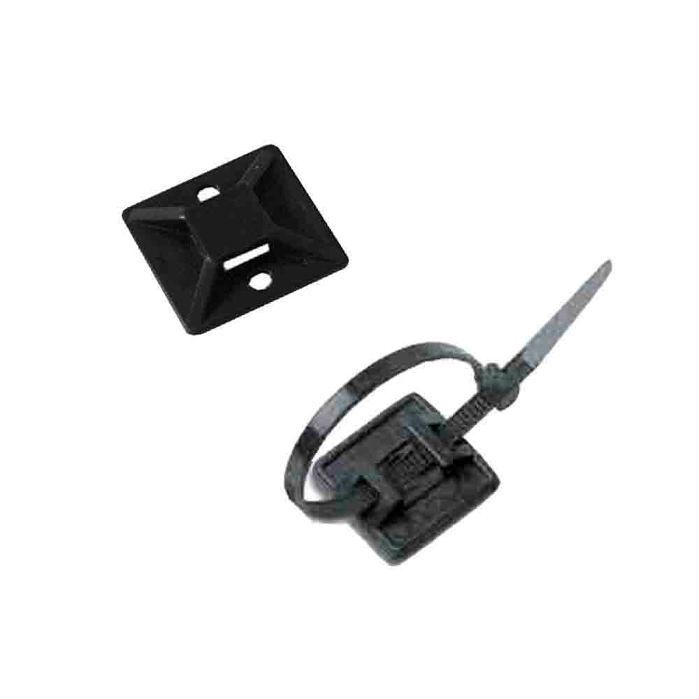 pack 100 unid. base de anclaje adhesiva para bridas 3,6mm negra