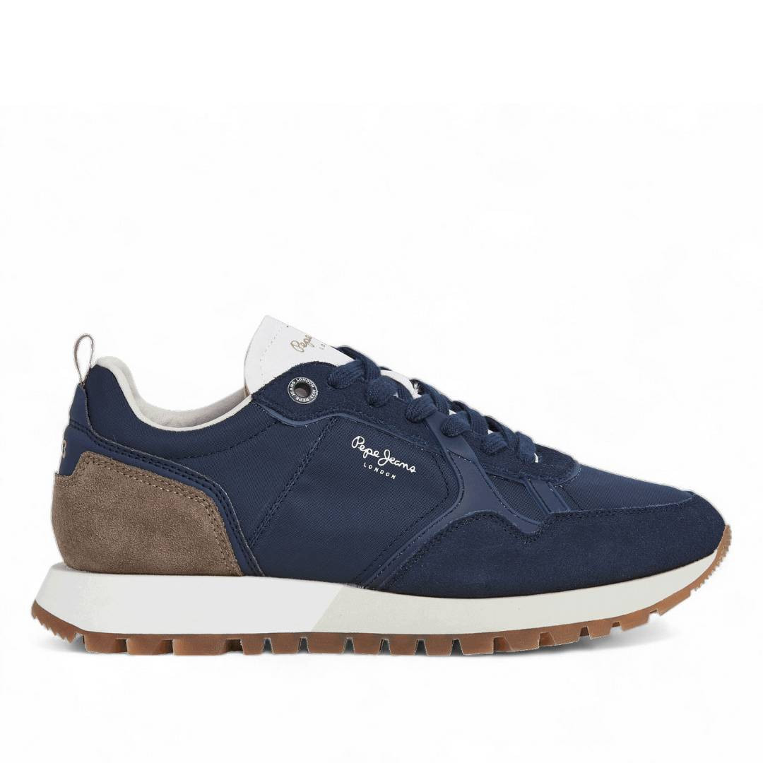 Zapatillas deportivas Pepe Jeans ari club m azul marino con panel marrón