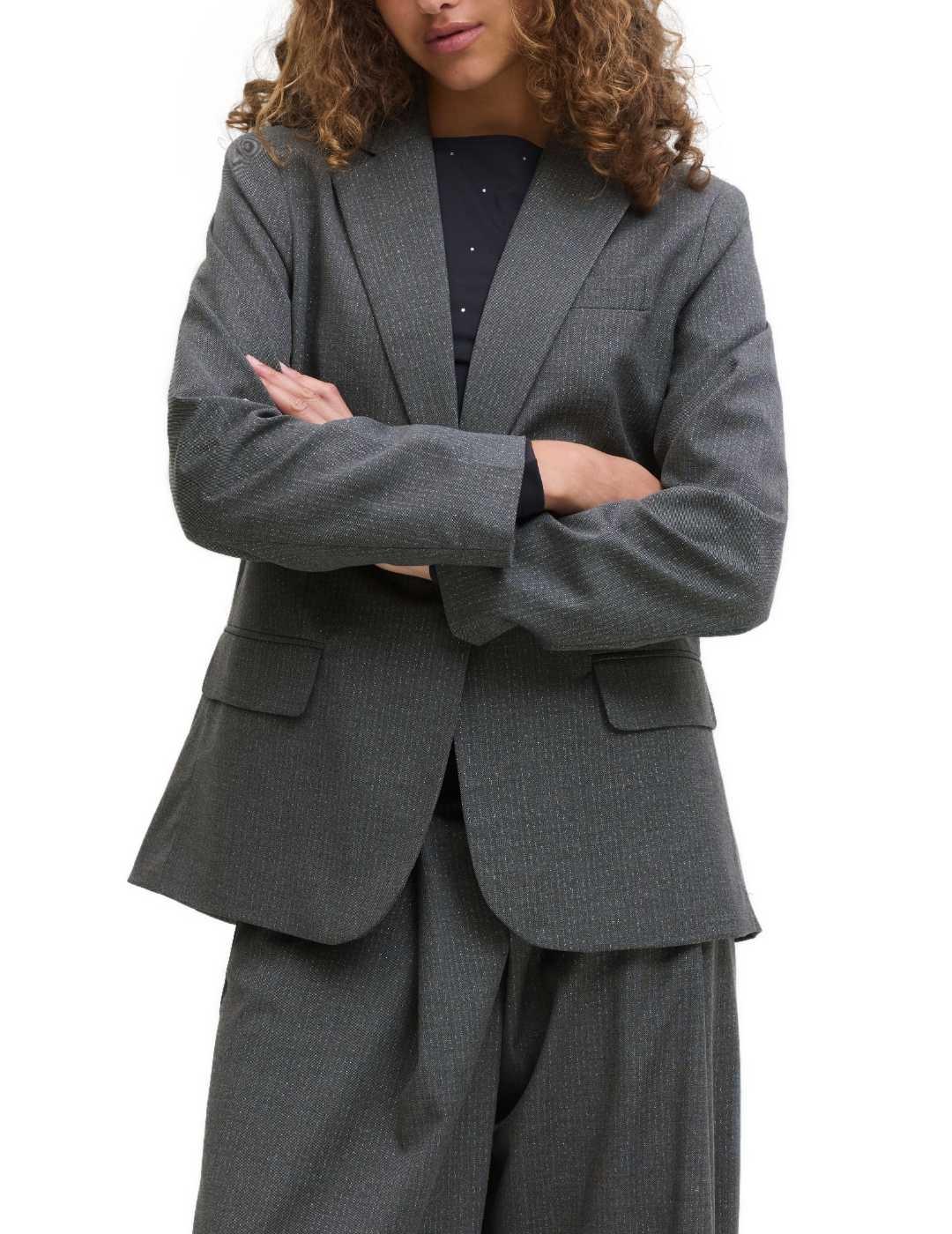 Blazer JJXX Joanne gris jaspeada clásica para mujer