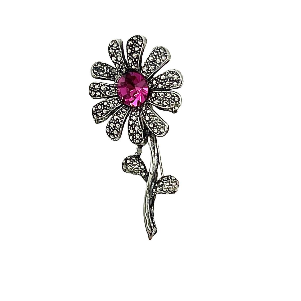 Broche Margarita en fuschial SW y plata