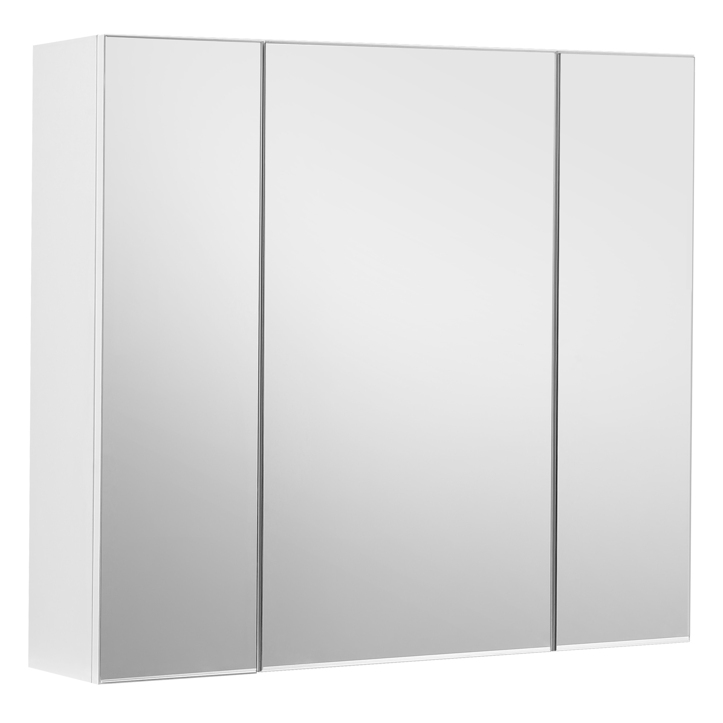 VASAGLE Armario de Pared del Baño, Armario con Espejo, Armario de Almacenamiento de 3 Puertas, 15 x 60 x 55 cm, con Estante Ajustable, Moderno, Blanco