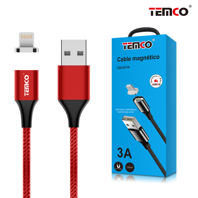 Cable Trenzado 3A 1m Lightning Rojo
