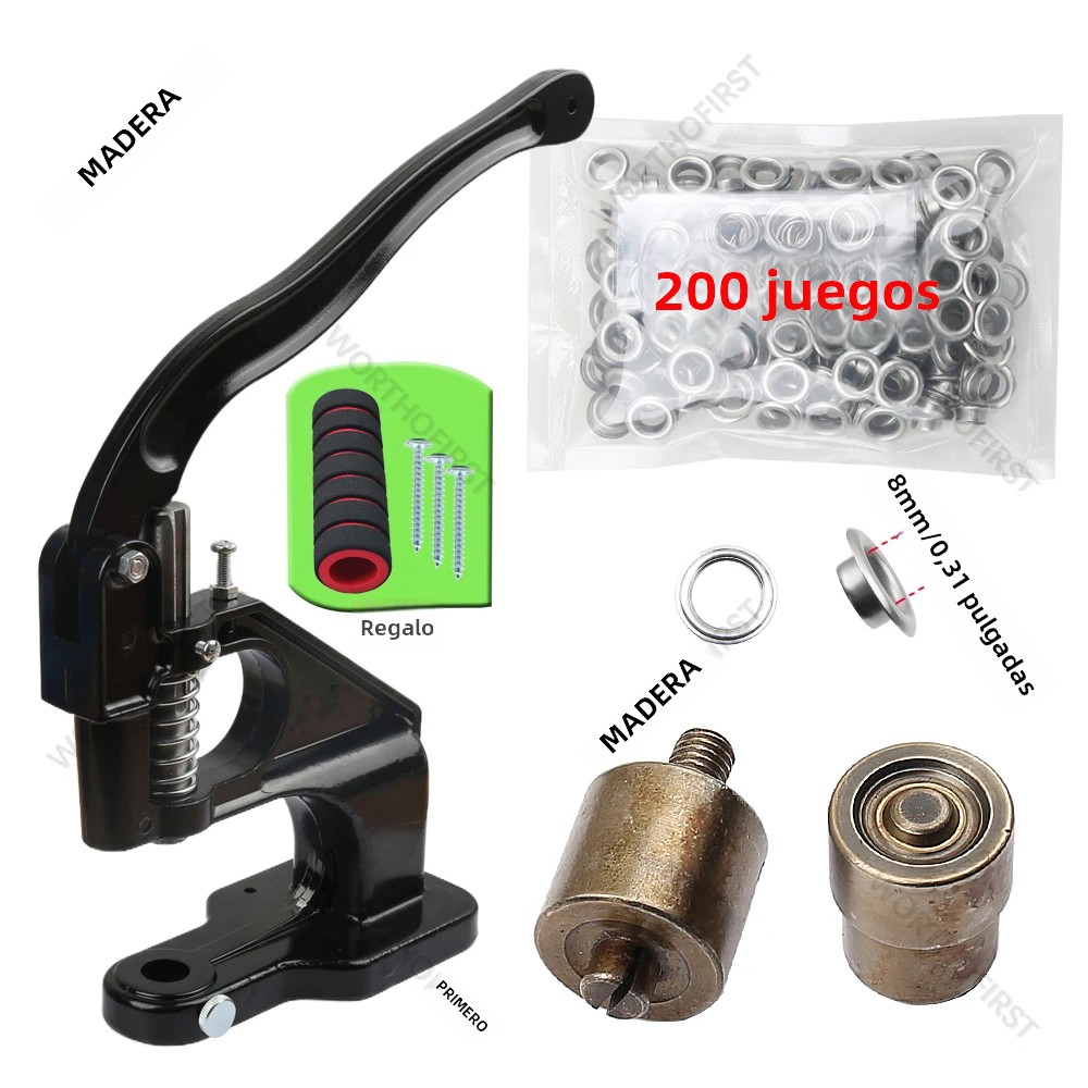 TK Kit De Herramienta Multifuncional Para Ojos De Acero Inoxidable Con Anillos Redondos Y Martillo Para Tarpalúin Cortinas Cuero Artesanía