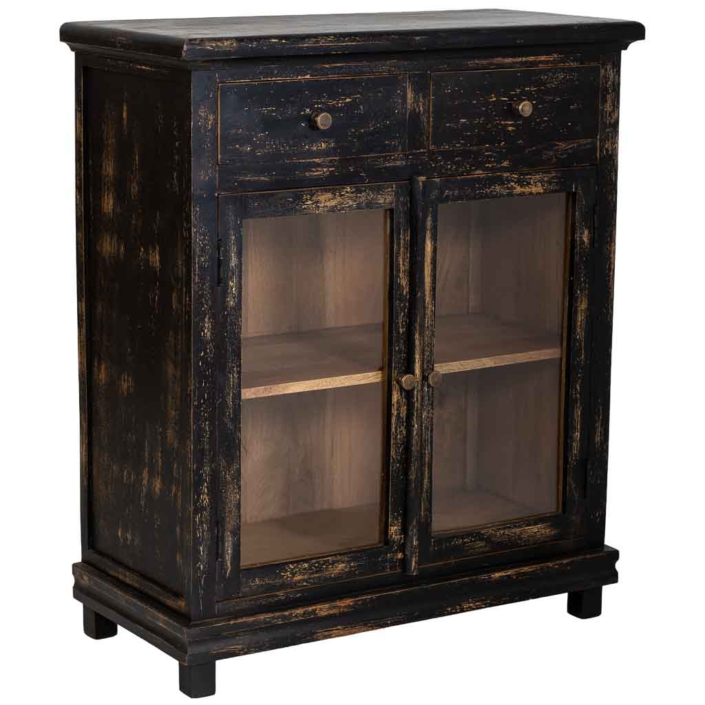 Wonderlust Deco - Aparador de madera artesanal negra 85x40x100h cm Negro 85x40x100h cm