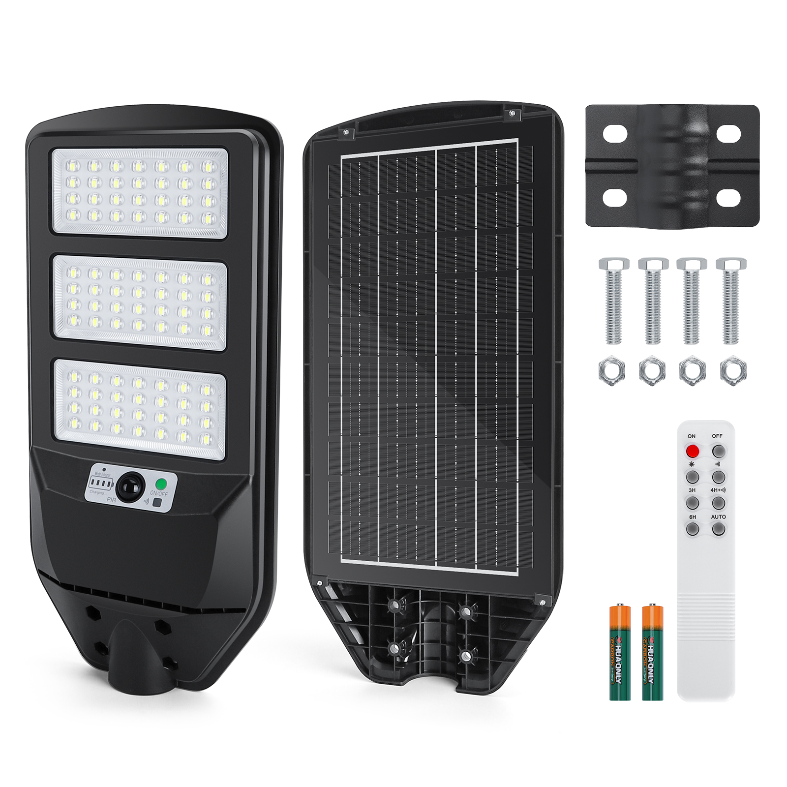 Aigostar - 150W Farola solar LED exterior con sensor de movimiento, mando a distancia, 1500LM luz blanca. Foco solar LED potentes con temporizador, impermeable protección IP65. No incluye soporte