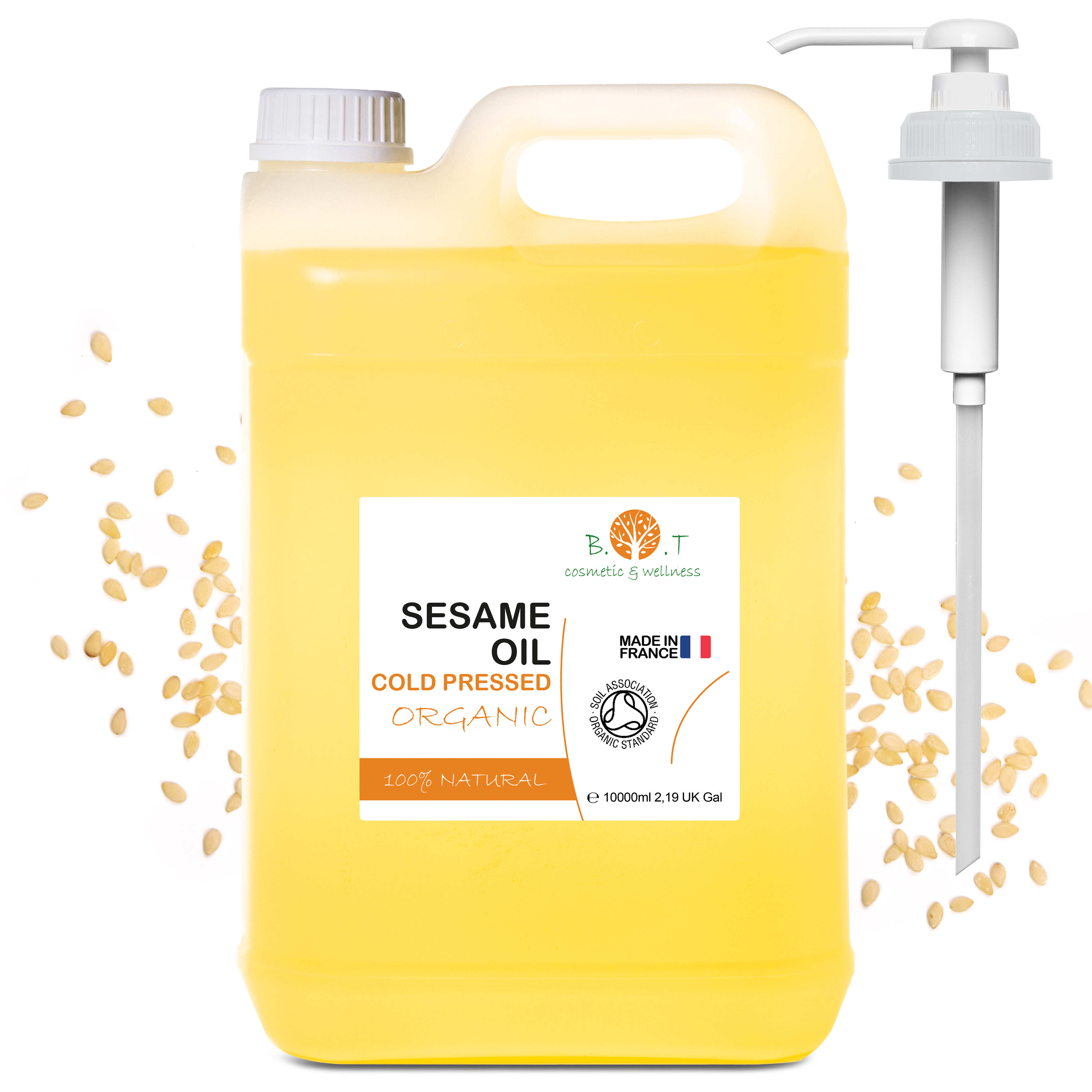 Aceite de Sésamo Orgánico Prensado en Frío, Uso Cosmético, Masajes Ayurvédicos, Desmaquillante Natural, Tratamiento Capilar, DIY, Neutro - B.O.T cosmetic & wellness