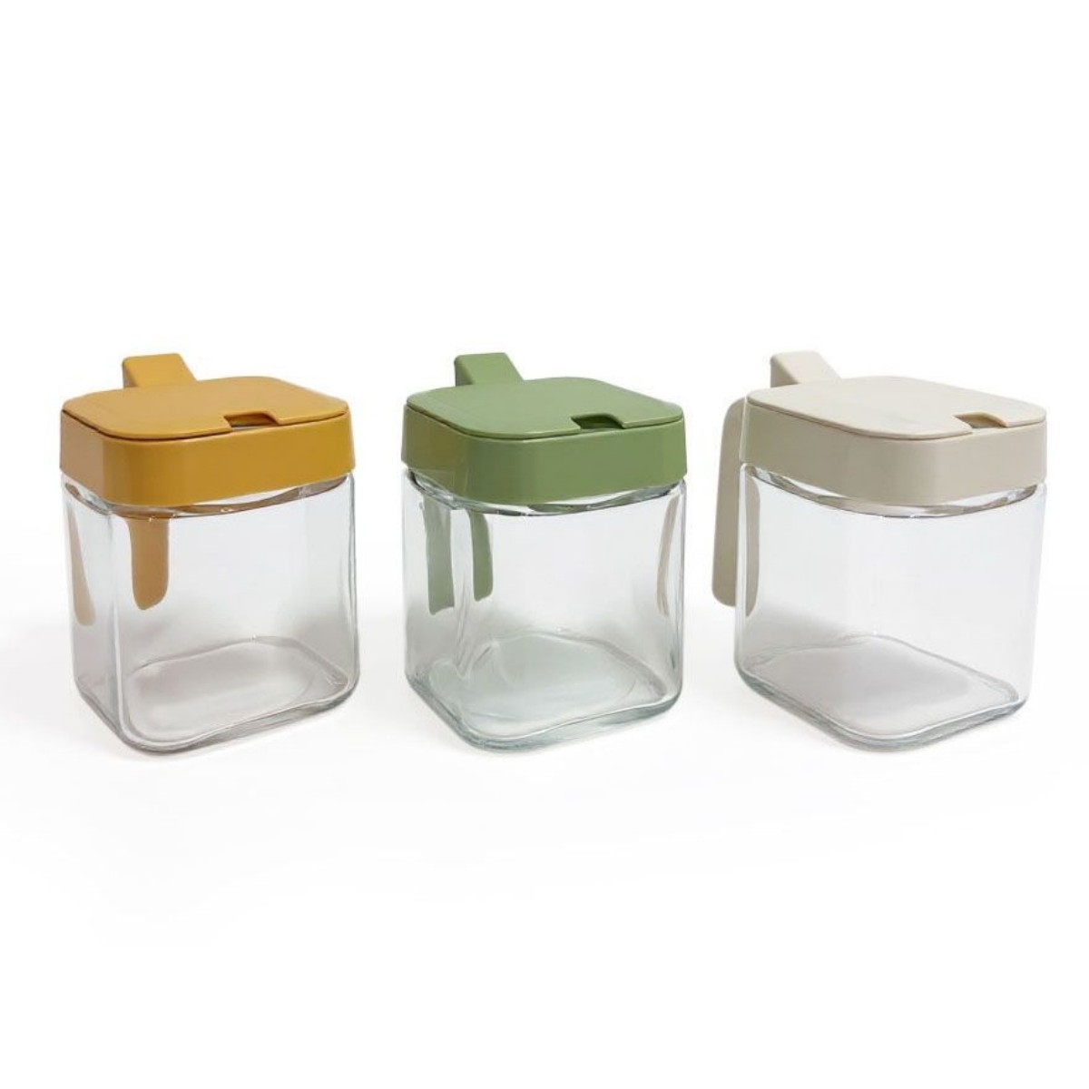 Zylx shopping - Pack de 3 Dispensadores de Especias de Vidrio – 270 ml / 10x7x9 cm (Colores Surtidos)