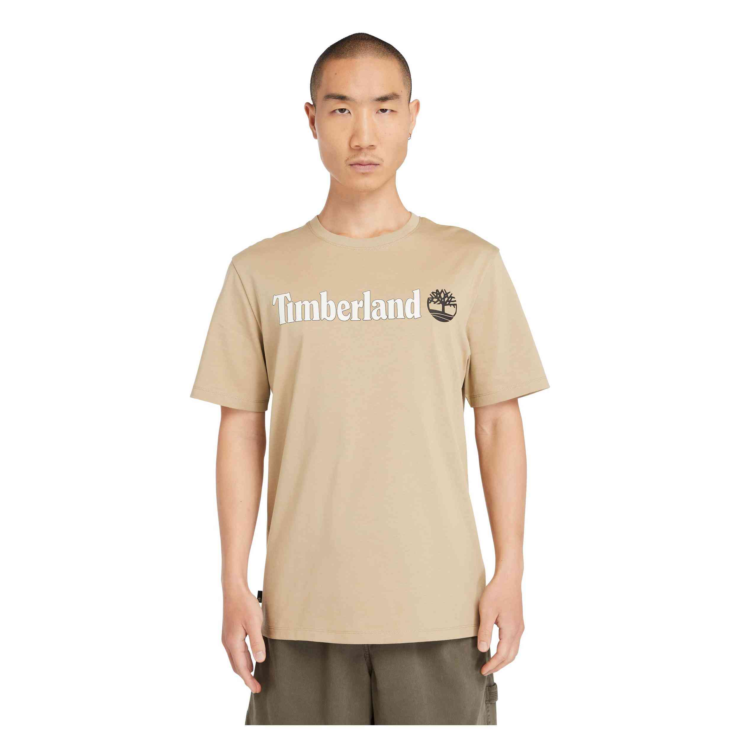 Camiseta Timberland Kennebec River Linear Logo Beige Hombre