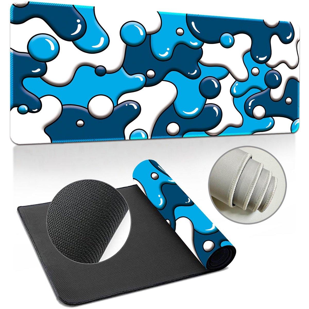 Extra grote gaming muismat, bureaumat, professionele handgemaakte muismat, antislip rubberen onderkant, gestikte rand, geschikt voor desktop gaming, laptops en desktopcomputers, 80x30 cm, kleur-12