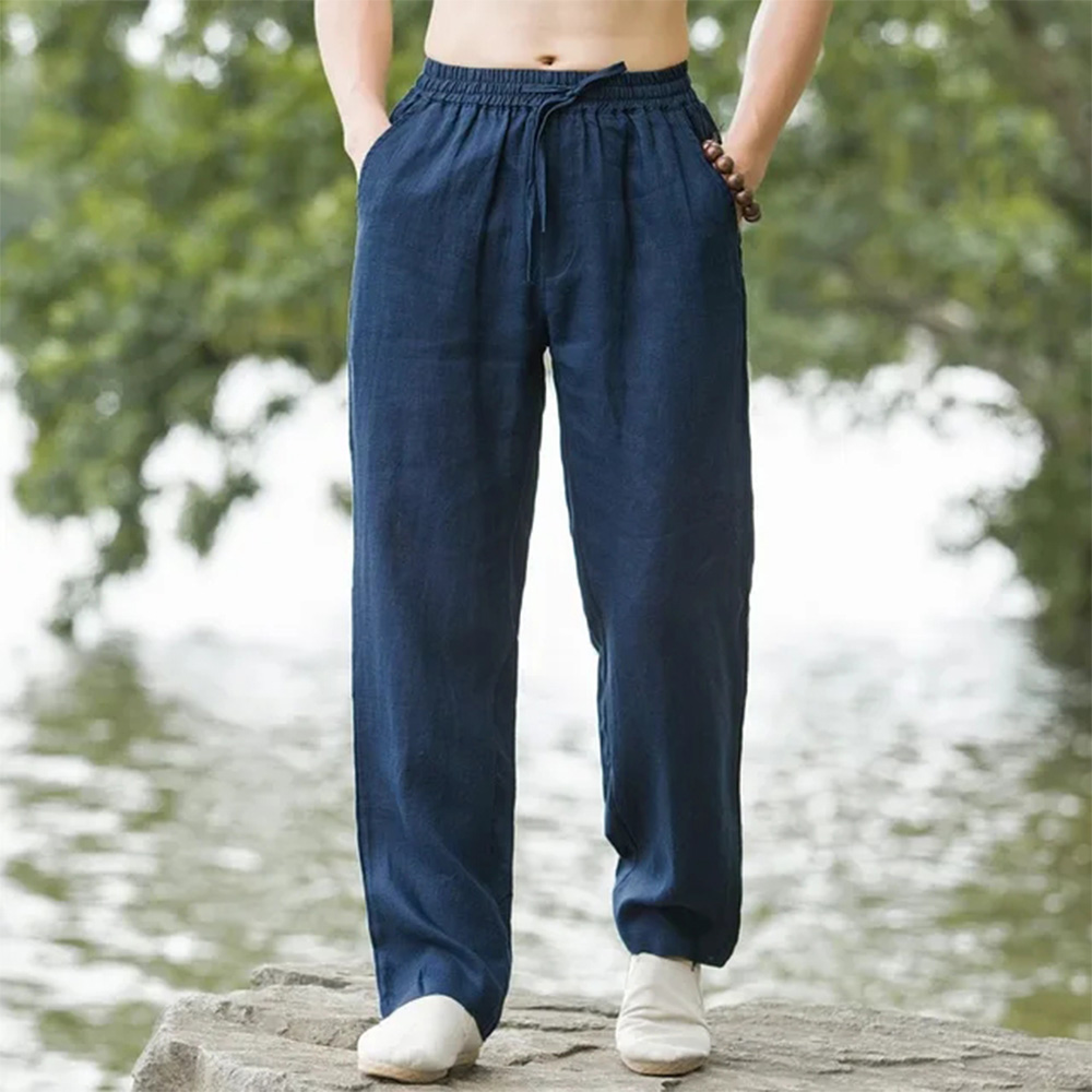 TK Pantalones De Playa Para Hombre Joggers Streetwear Algodón Lino Casuales Verano Sueltos Longitud Havaiano Vacaciones