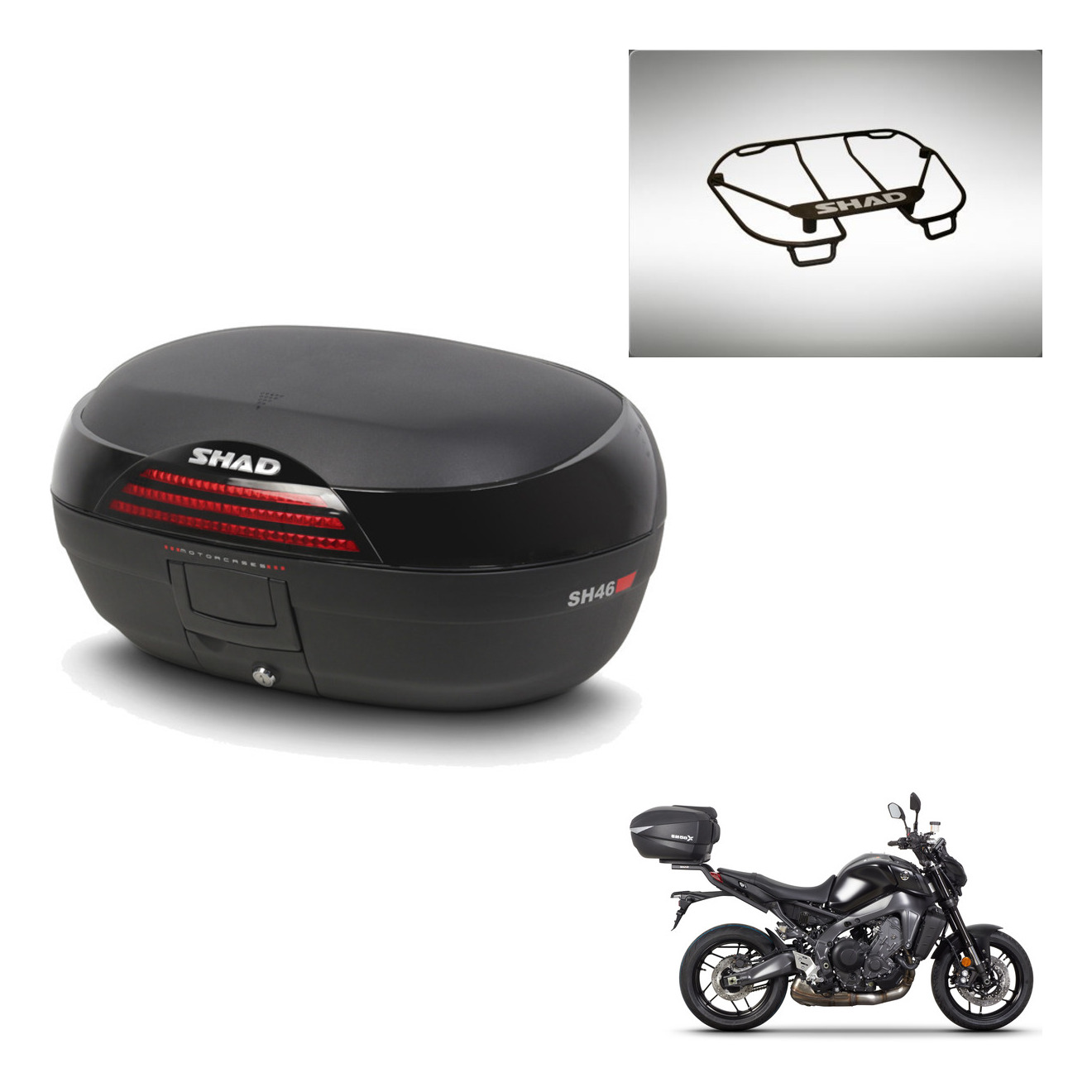 Baul Trasero + Parrilla Portabultos + Herraje Montaje Sh46 Sh 46 New Model KIT-242643