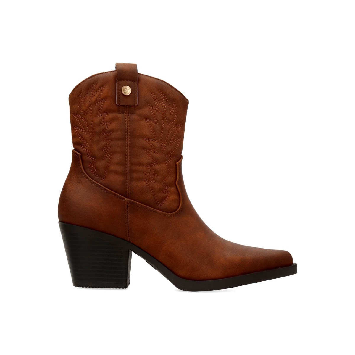 XTI - Botines cowboy veganos para mujer de piel sintética con suela antideslizante y cosido lateral artesanal, calzado versátil para múltiples ocasiones