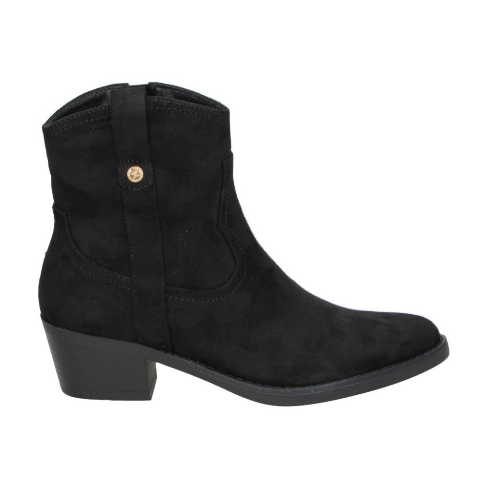 XTI | Botines de Tacón XTI para Mujer – Botín Campero en Color Negro – Botines Cowboy con Cremallera Lateral – Tacón Medio y Cómodo – Versátiles y Combinables – Moda – Modelo 142039