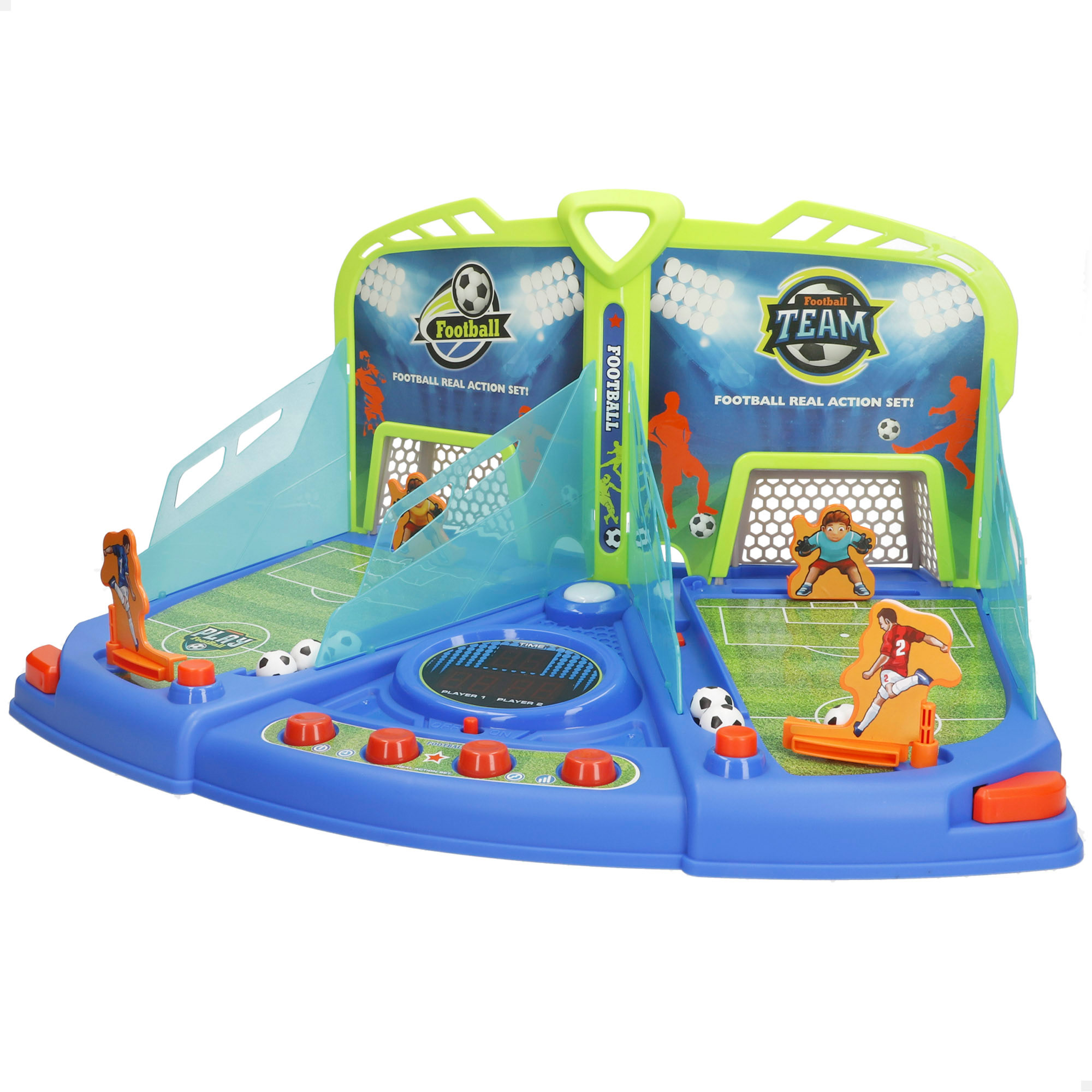 COLORBABY - Juego de fútbol electrónico, 48x34x24 cm, 2 jugadores, con luz y sonido real, ajuste de volumen, 3 niveles de dificultad, marcador central, juegos de mesa niños 5 años, puntería y habilidad manual
