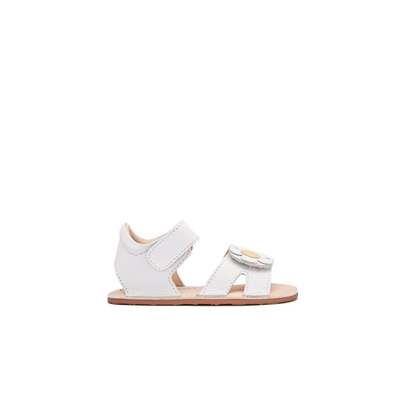 Conguitos - Sandalias Abiertas de Bebé Niña Respetuosas con Diseño Floral en Blanco para Niña