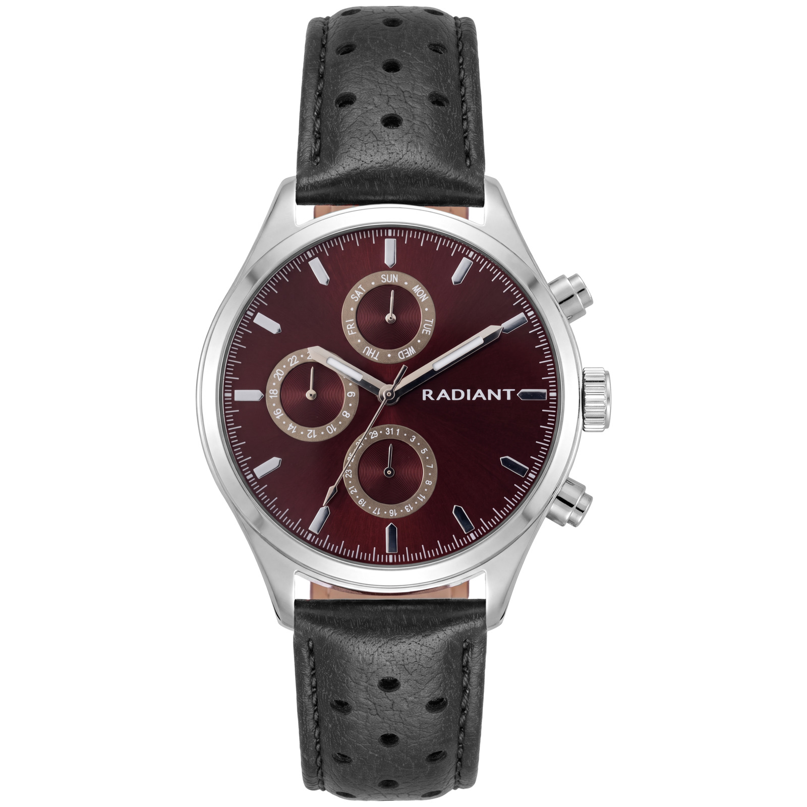Radiant Reloj Hombre Caja De Metal Pulsera Piel Sintetica De Color Negro Resistente Al Agua 5 Atm Ram100708