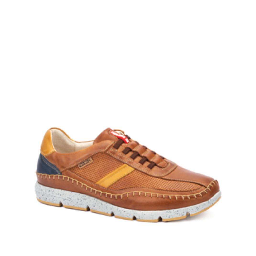 PIKOLINOS FUENCARRAL M4U-6046C1 ZAPATO DEPORTIVO DE HOMBRE CON ELÁSTICOS, ULTRALIGERO, EN PIEL DE PRIMERA CALIDAD COLOR BRANDY