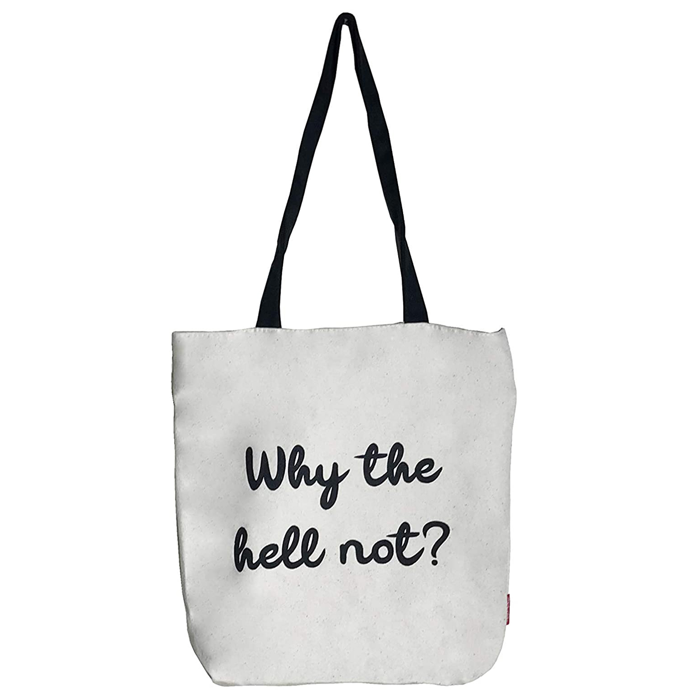 Hello-Bags. Bolso tote bag con cremallera, forro y bolsillo interior. Exterior: Algodón 100%. Incluye sobre kraft de regalo. Modelo WHYTHE. Color: Crudo / Negro. Medidas: 37x38 cm.