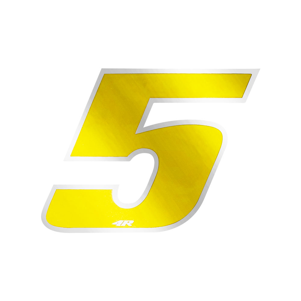 Pegatina Race Number para Motocicleta "5" Amarillo 27x37mm