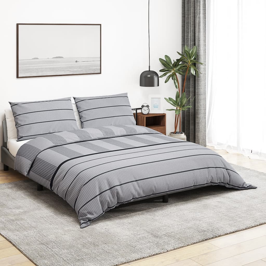 vidaXL Juego de Funda Nórdica Sábana Ropa Cama Algodón 200x200 cm Color Blanco y marrón, Gris, Multicolor y mas