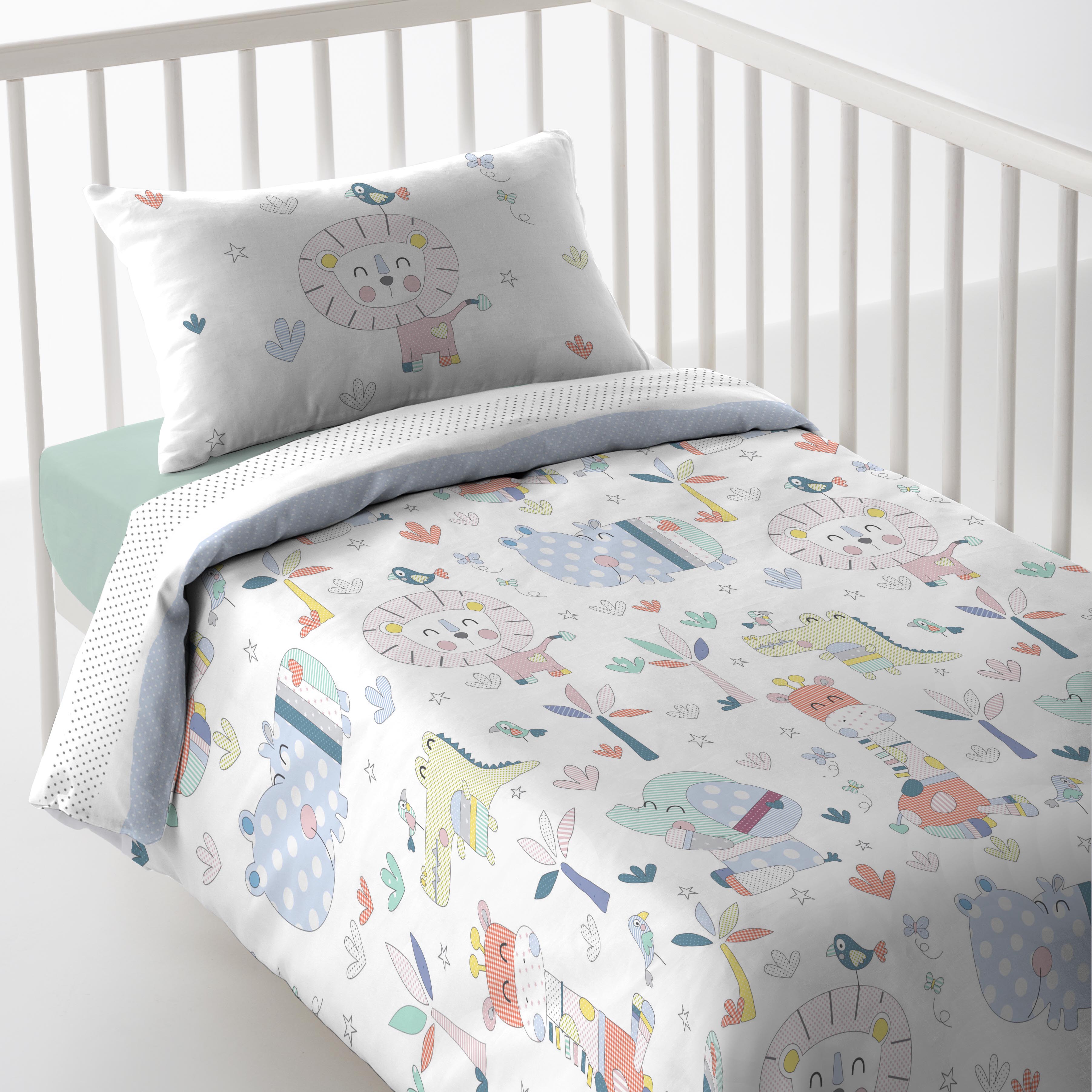 COOL KIDS - Funda Nórdica Cuna Estampada Reversible - 100% Algodón Extrasuave - 9 Modelos - Medidas Disponibles 100×120/115×145 cm - Fabricado en España