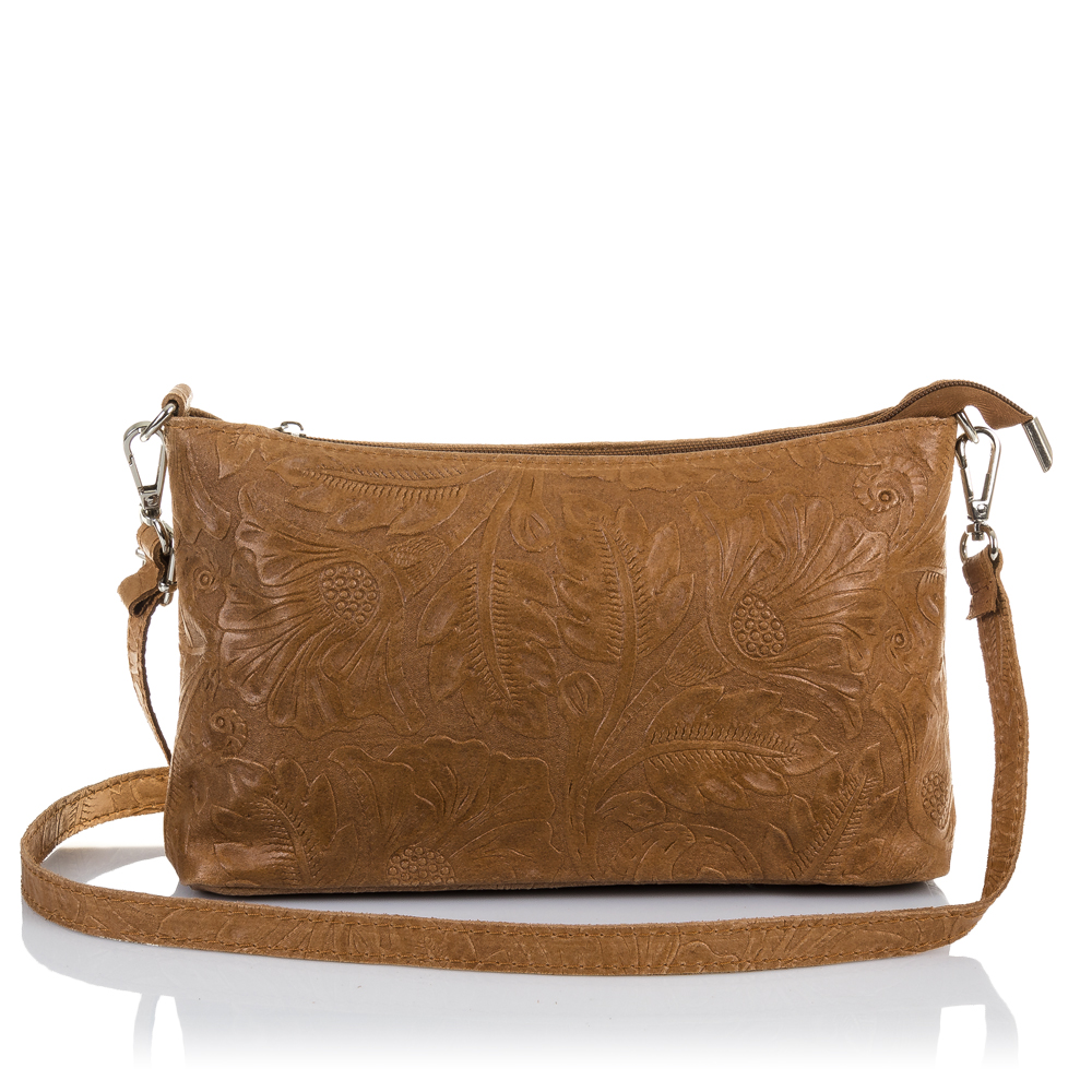 Firenze Artegiani. Martia Bolso bandolera Mujer.Piel auténtica Gamuza Grabado Arabesco . Made in Italy. Vera Pelle Italiana.
