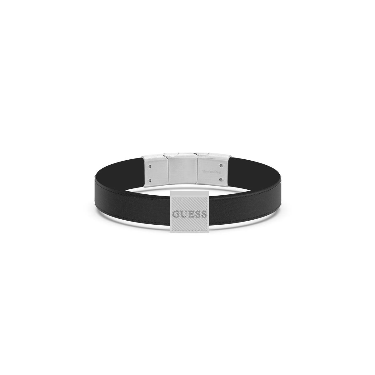 Guess Pulsera Hombre Bond Street De Acero, Poliuretano Plateado Jumb03031jwstbkt-u