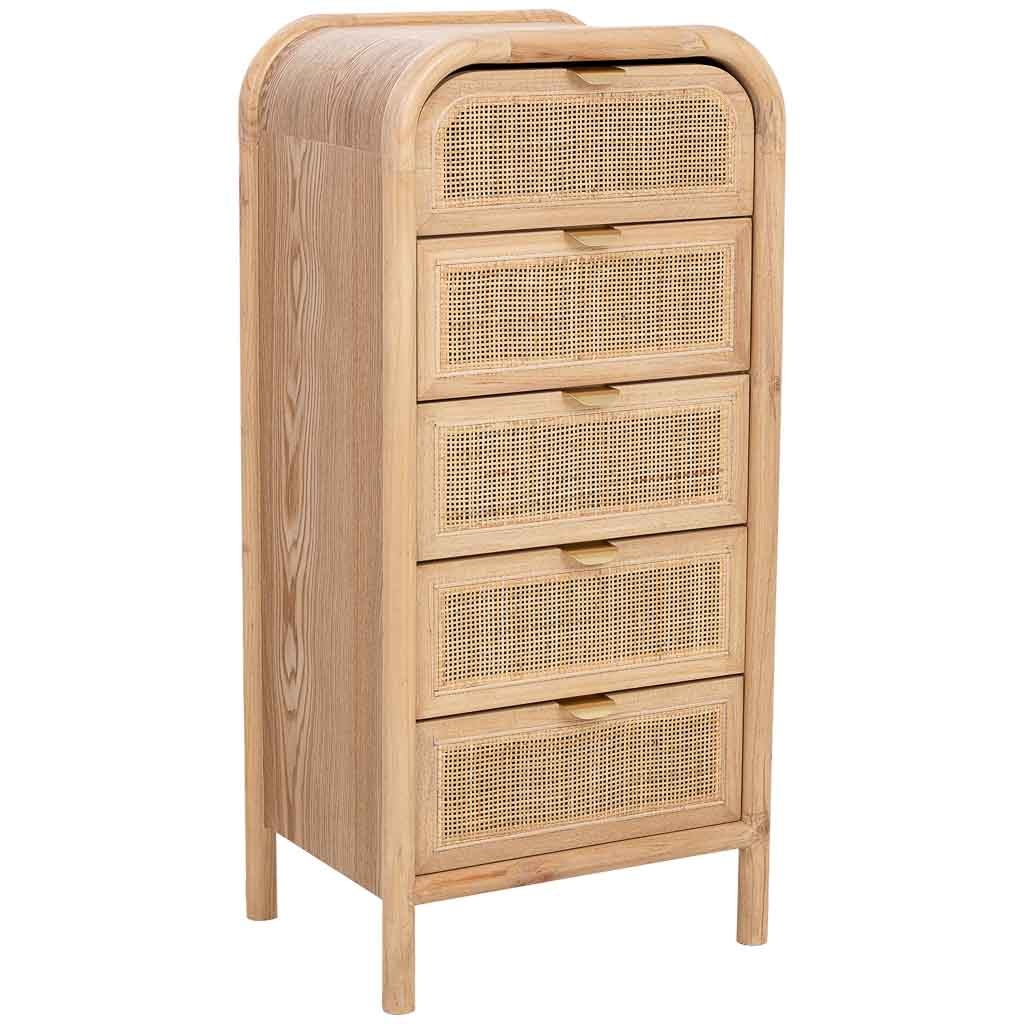 Wonderlust Deco - Sinfonier de madera y ratán marrón 46x37x100h cm Marrón 46x37x100h cm