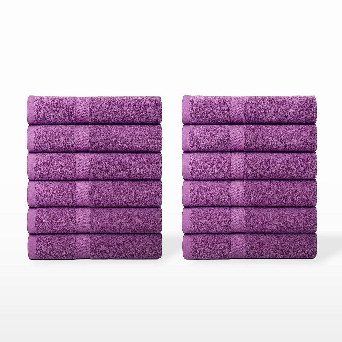 Juego de 12 toallas de mano violeta 100% algodón rizo de 100x50 cm Tejido suave de 550 gramos con alta absorción. Aptas para lavadora y uso diario. CasaSelección