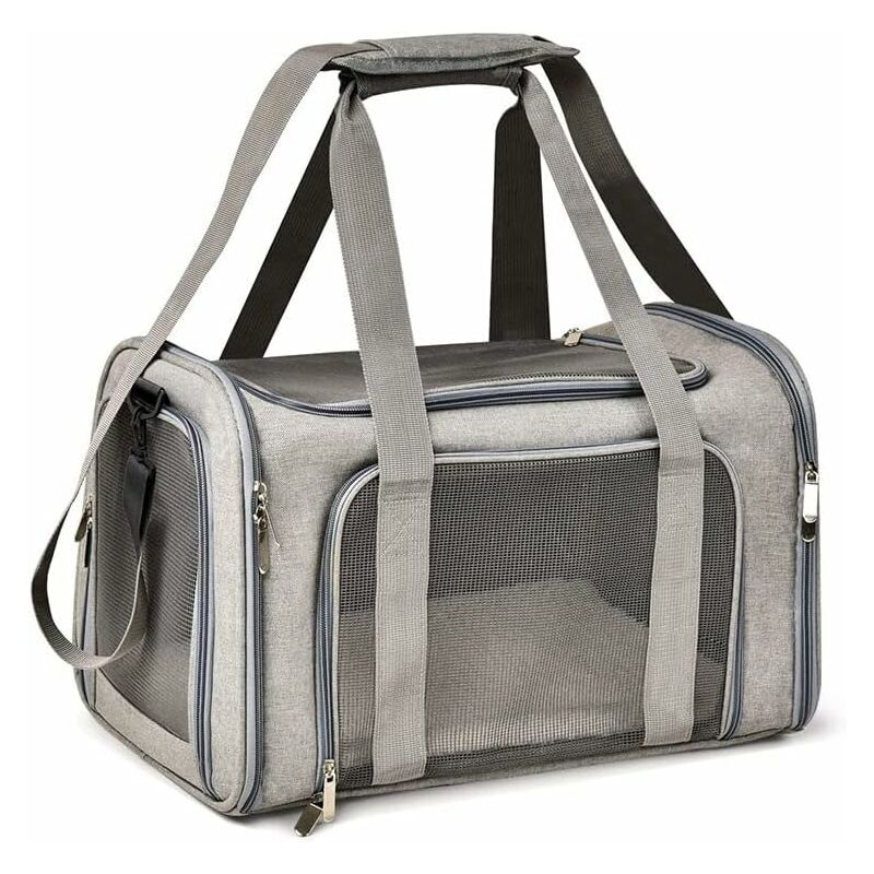 CA Bolsa de transporte para perros y gatos, plegable, transpirable (L, gris)