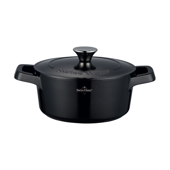 Cacerola de inducción Swiss Haus® ZC28G con tapa - - Libre de PFAS - Cacerolas para todo tipo de cocinas - Sartén con revestimiento antiadherente Sapphire™ - Verde - NEGRO - CREMA - OLLA