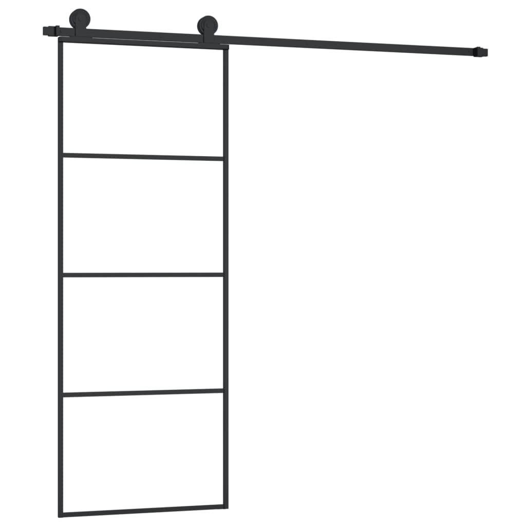 vidaXL Puerta Corredera con Set Herrajes Vidrio ESG Aluminio Herramienta Dimensiones 76 x 205 cm, 90 x 205 cm, 102.5 x 205 cm
