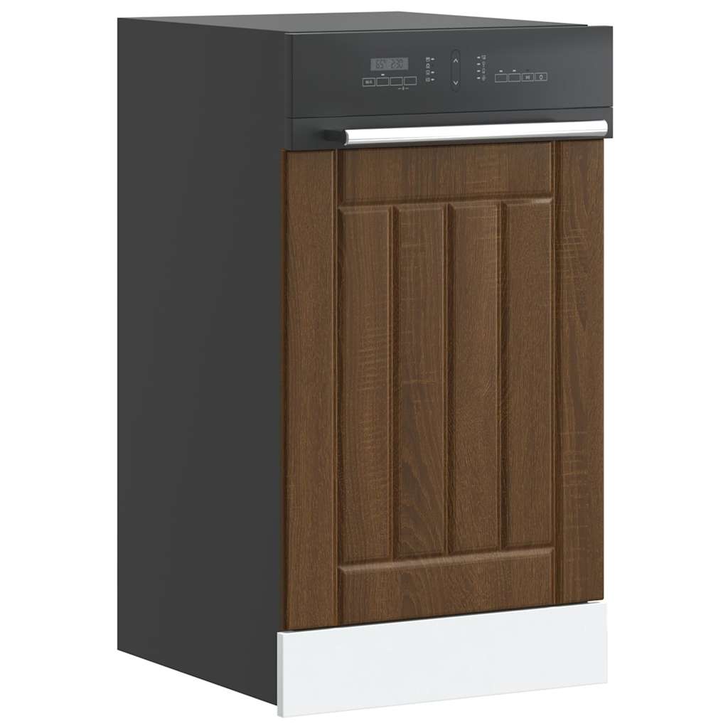 vidaXL Panel lavavajillas Lucca madera contrachapada en color Blanco brillante/Marrón roble/Roble artisan y más