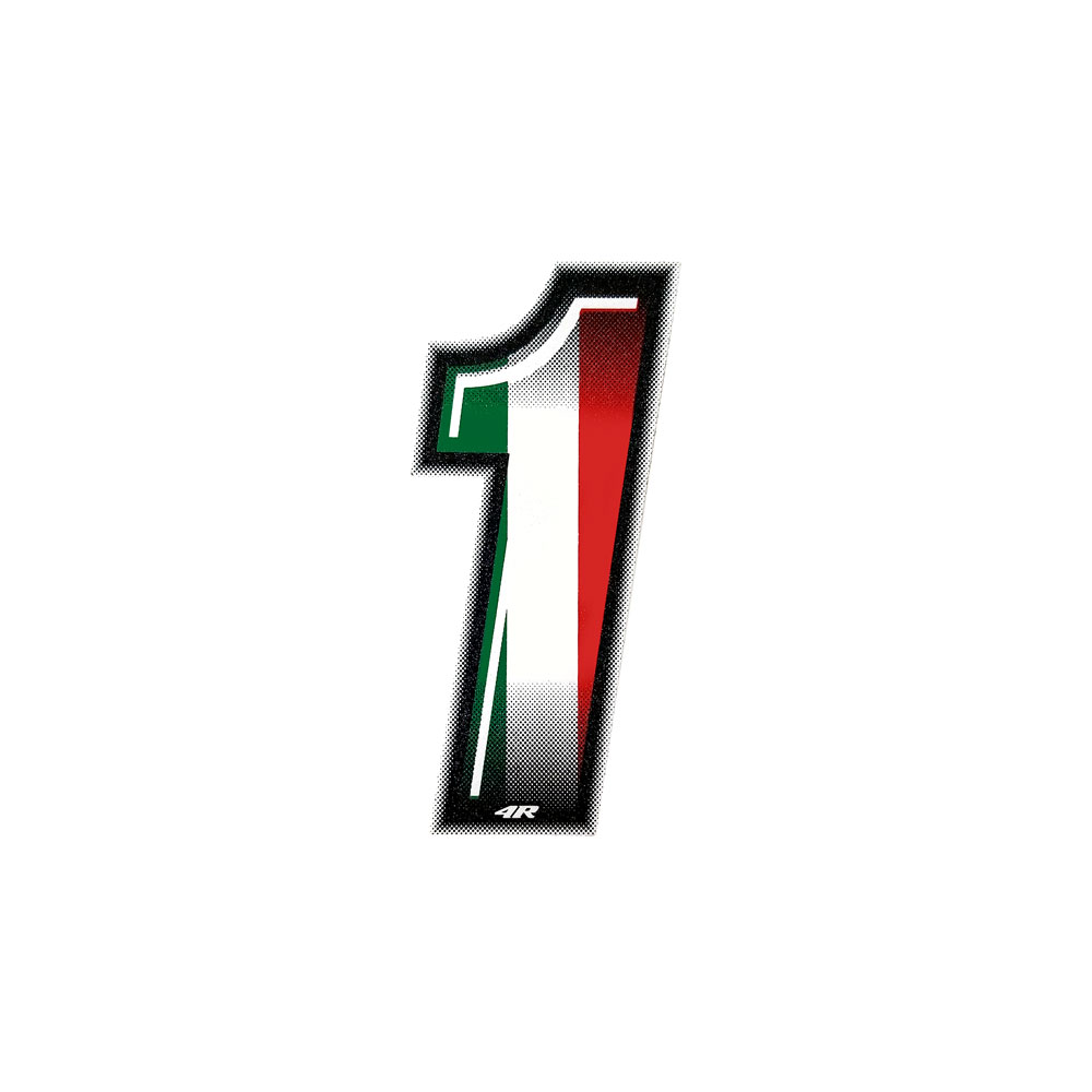 Pegatina Race Number para Moto "1" Slim Tricolor 100 mm