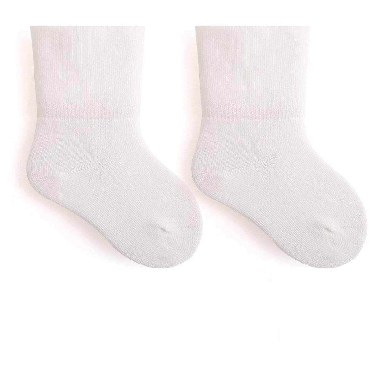 5 paar naadloze katoenen kindersokken tot aan de kuit, Comfort Maxi, anti-knijp, ademend, wasbaar in de machine, voor pasgeboren baby's XS(0-4 maanden),wit