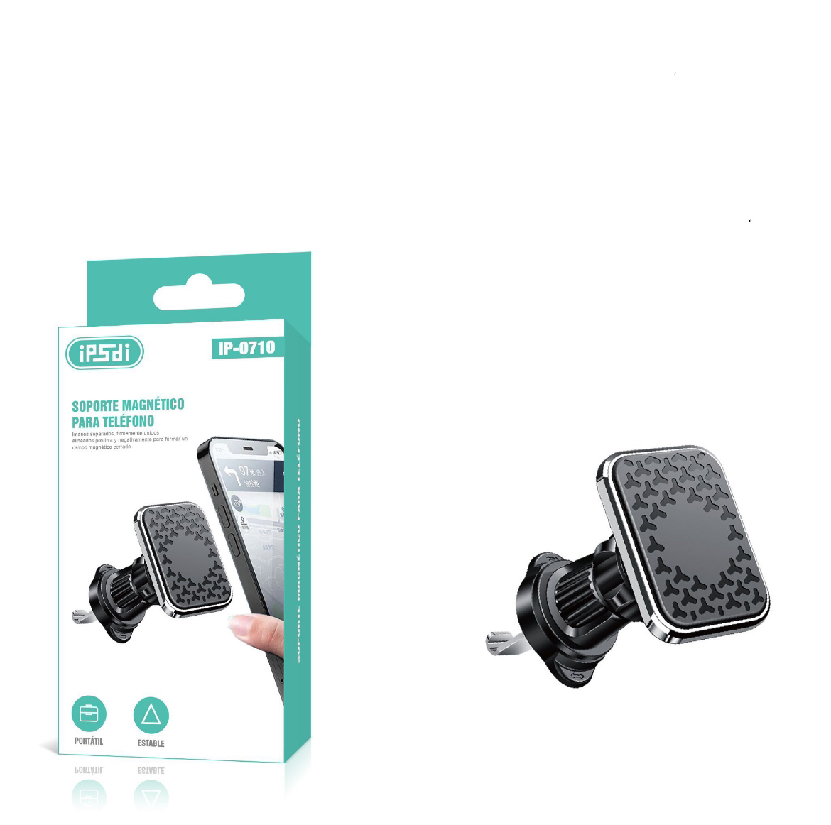 IPSDI Soporte Móvil Coche, [Gancho Metálico Actualizado] Iman para Rejilla del Aire, [6X] N52 Magnético Porta Movil, Compatible con iPhone, Xiaomi, Samsung y Más