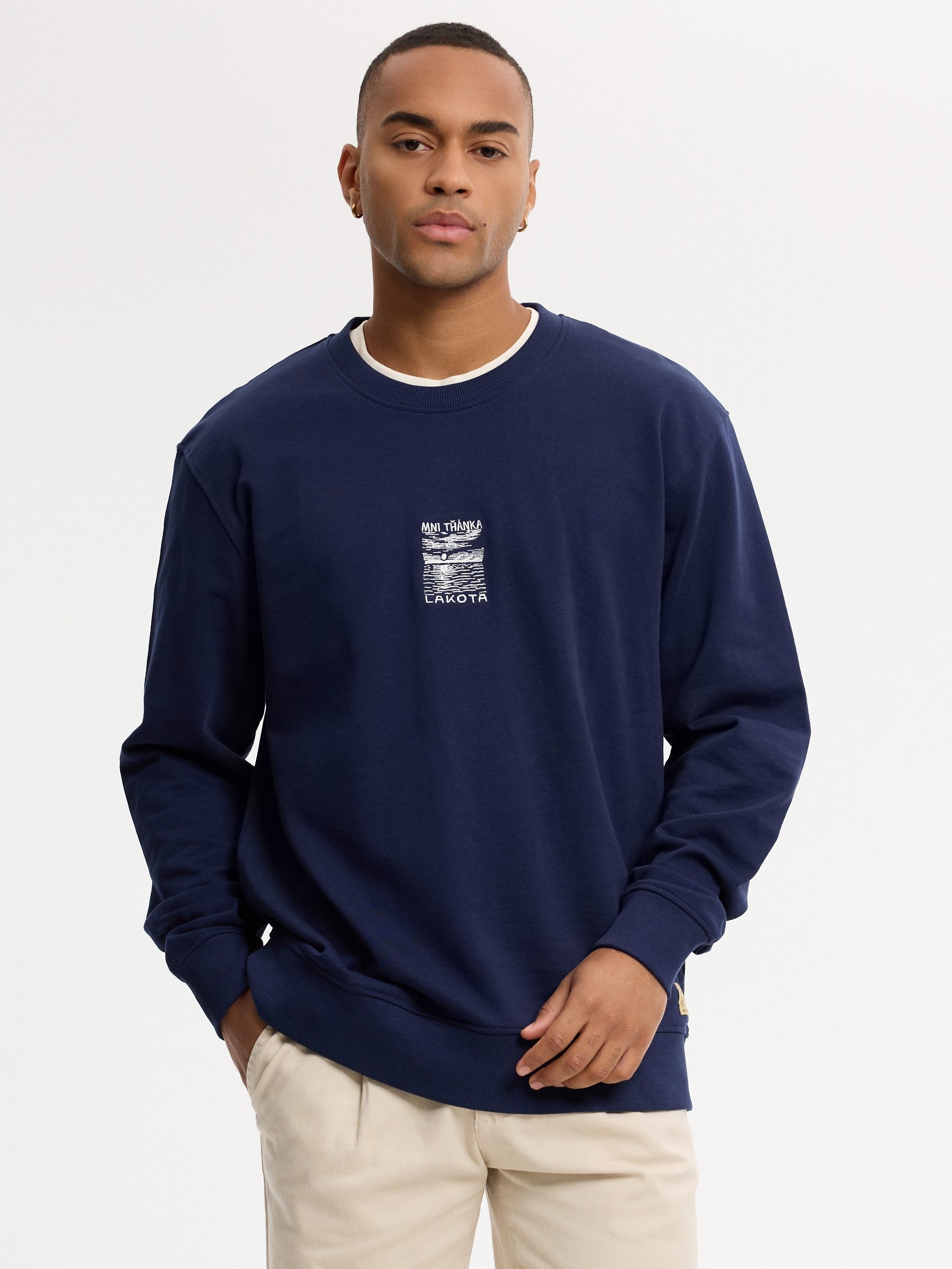Sudadera cerrada sin capucha de felpa, cuello redondo y corte oversized con estampado de texto frontal x INSIDE