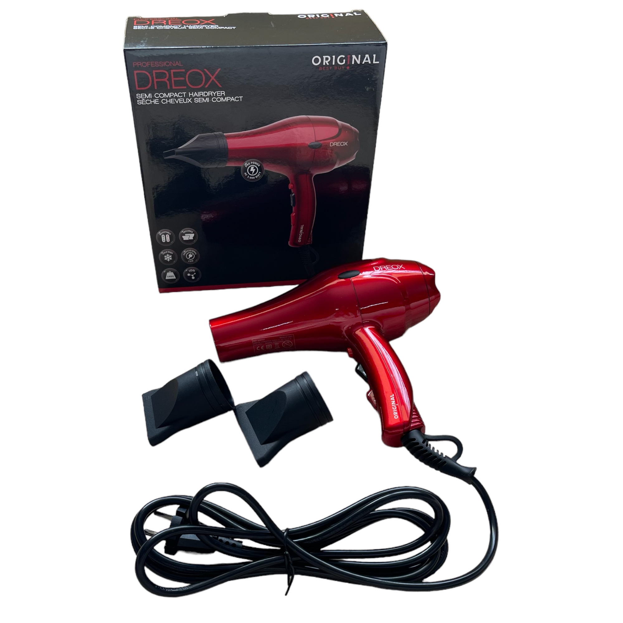 Secador Pelo , Dreox Sinelco Original 2000W Rojo/Negro