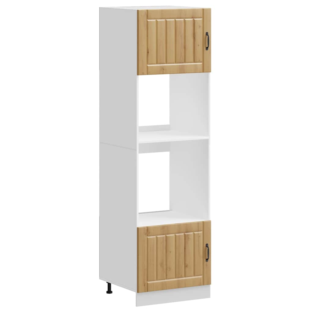 vidaXL Armarios para horno 2 unidades "Lucca" de madera de ingeniería  60 x 57 x 207 cm Multicolor