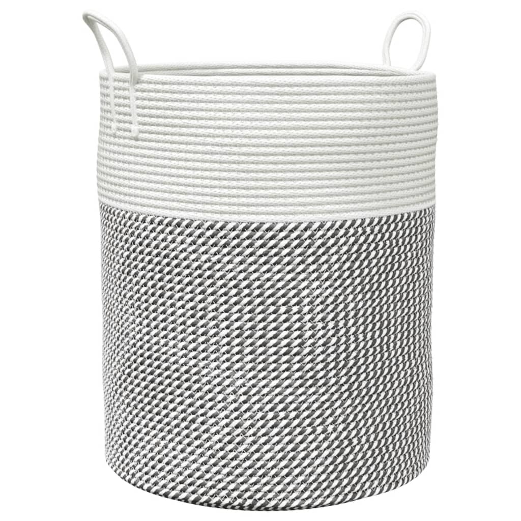 vidaXL Cesta de Almacenaje Cesto de Ropa Sucia Toallas Algodón Color Beige,  Gris y blanco,  Gris y mas