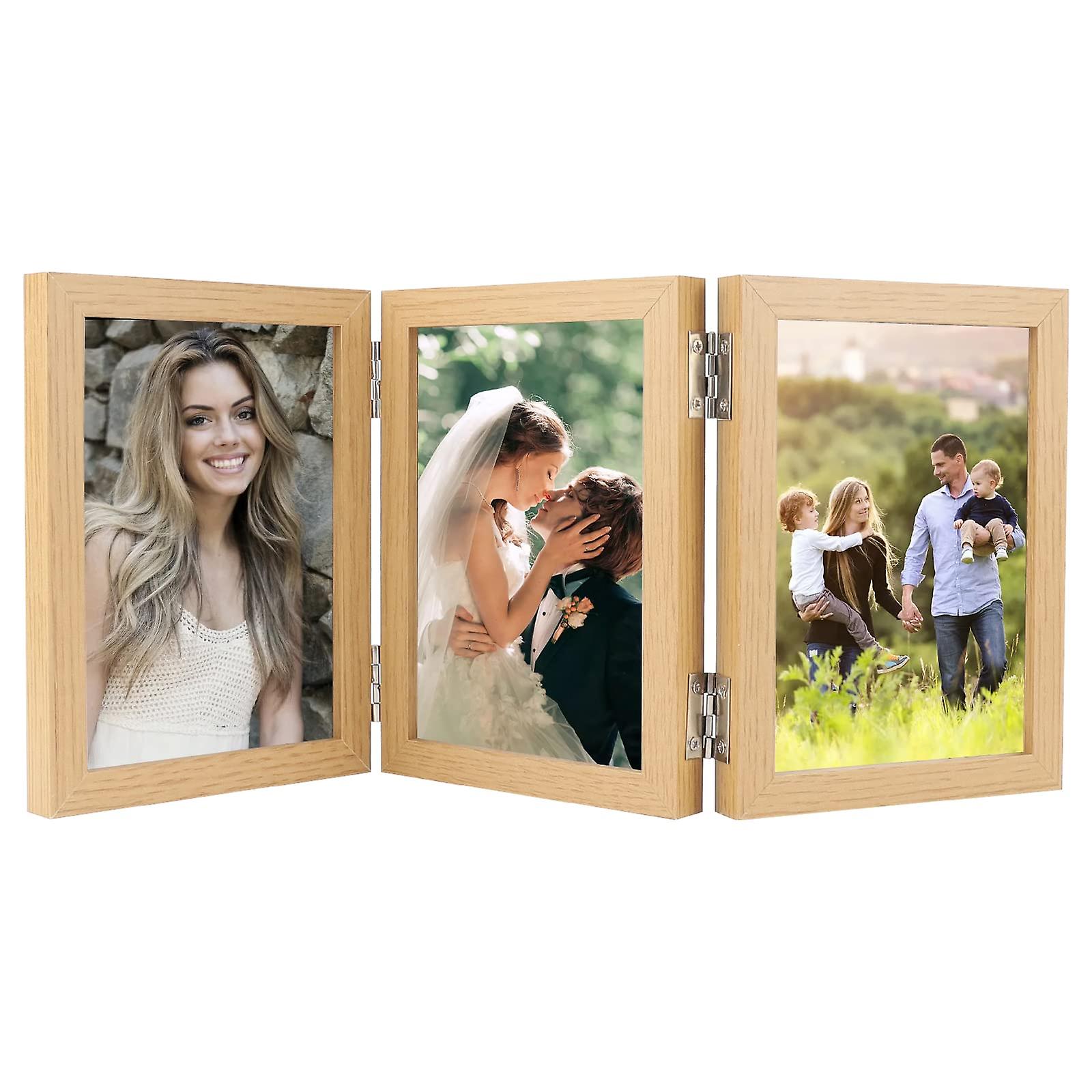 2024,Photo Frame Light Color 10x15 CM Three Photo Frame Collapsible Collage Multiple Photos Family Gift