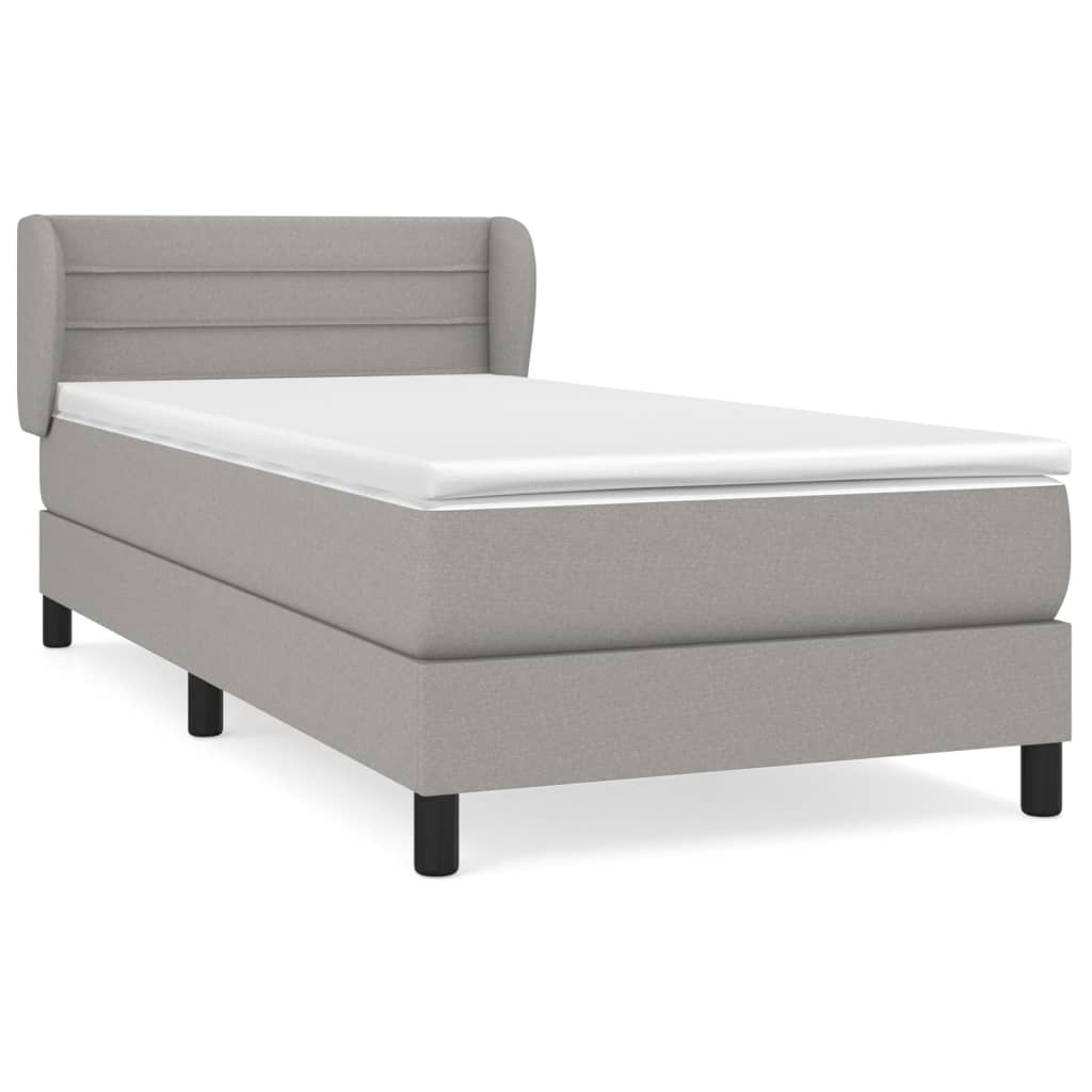 vidaXL Cama box spring con colchón tela gris claro 80x200 cm