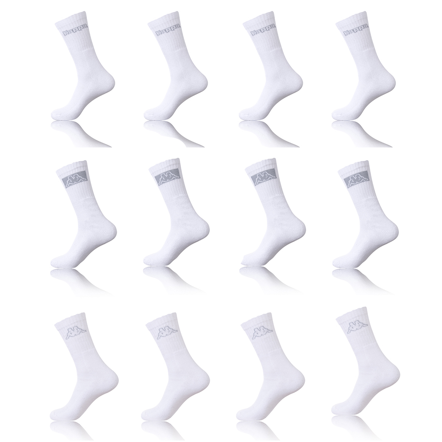Set 12 pares calcetines Kappa deportivos tennis color blanco para hombre talla 43-46