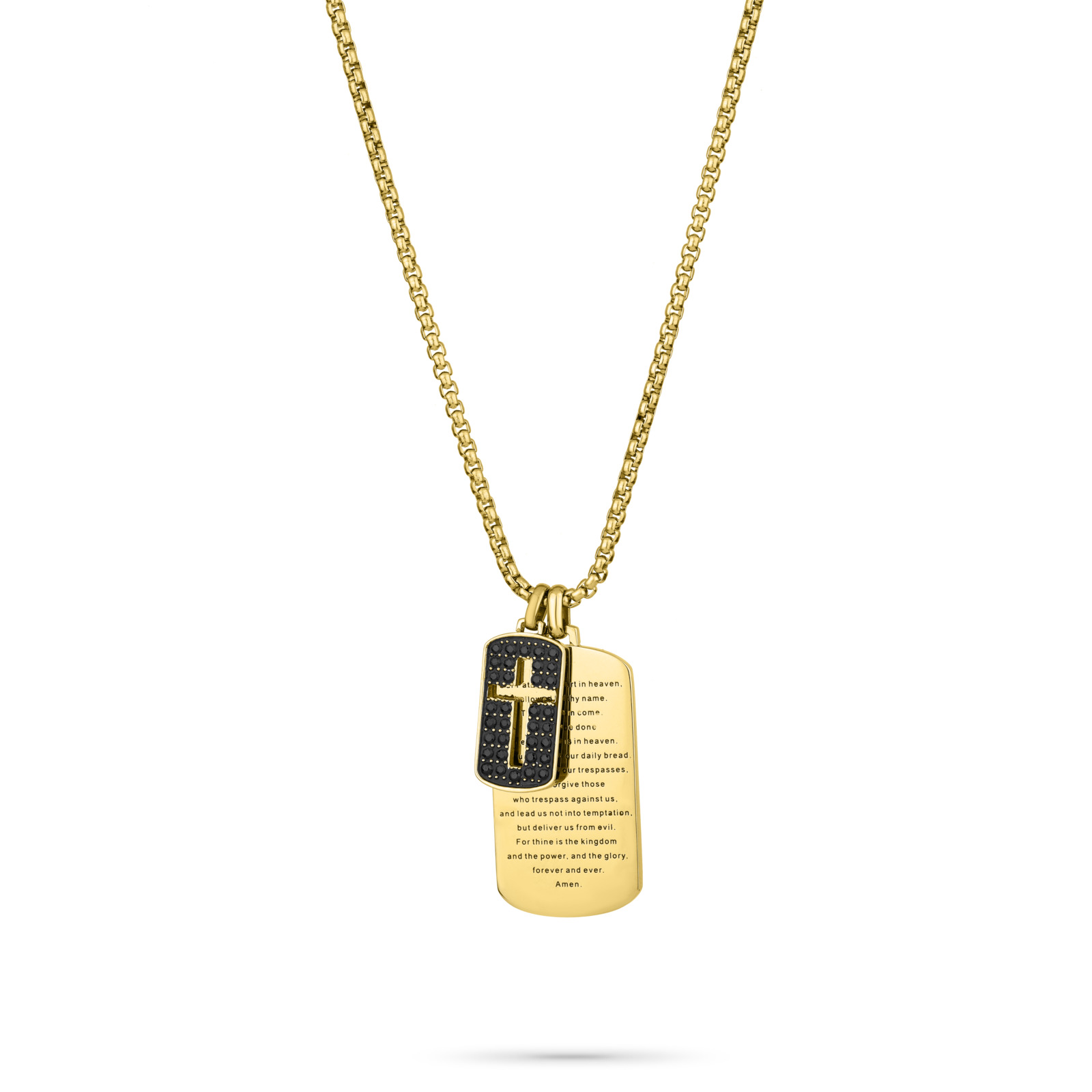 Radiant Collar Hombre Collar Hombre Boheme Dorado Placa De Acero Dorado, Negro Rh000390